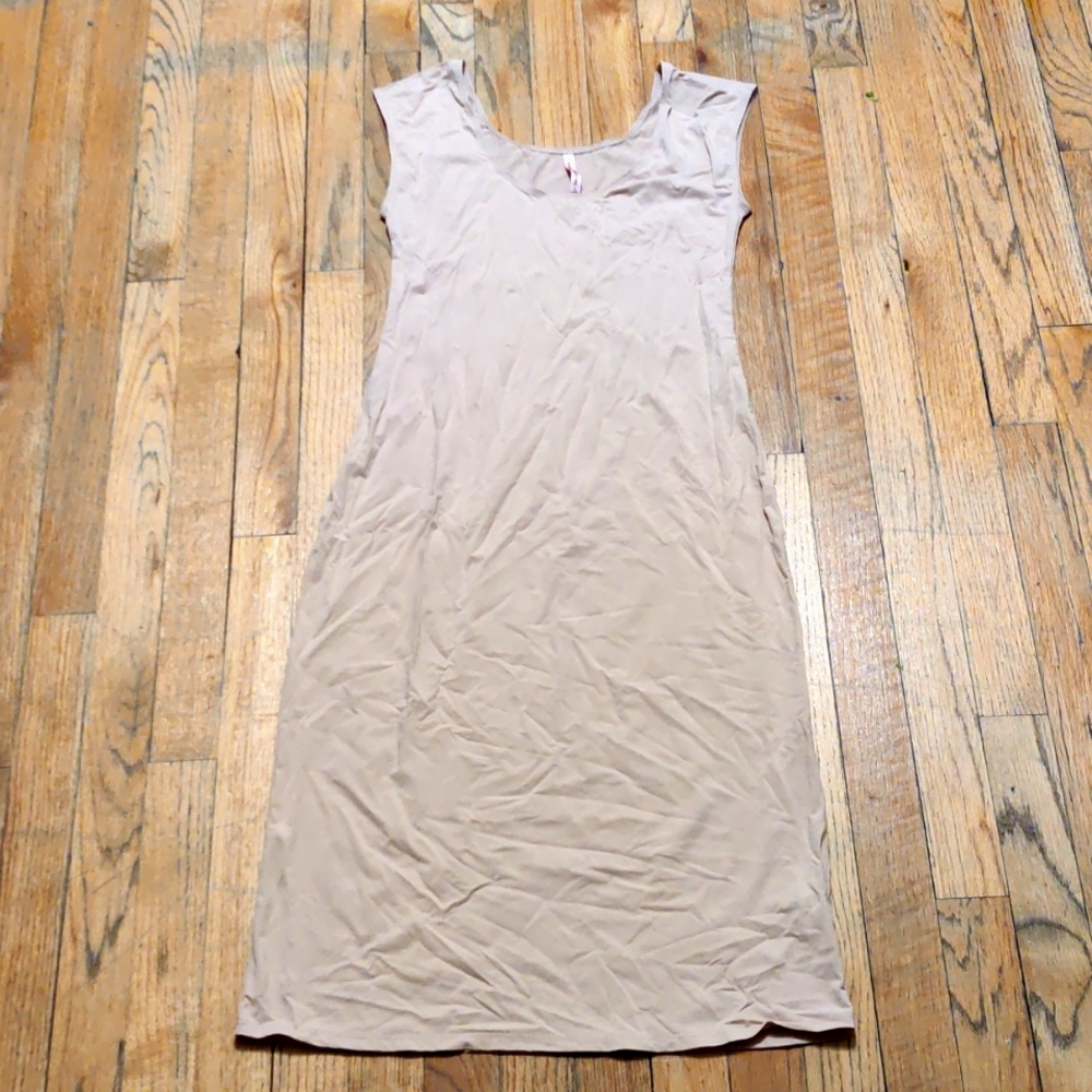 Long Nude Slip for Under Dress Cap Sleeve S